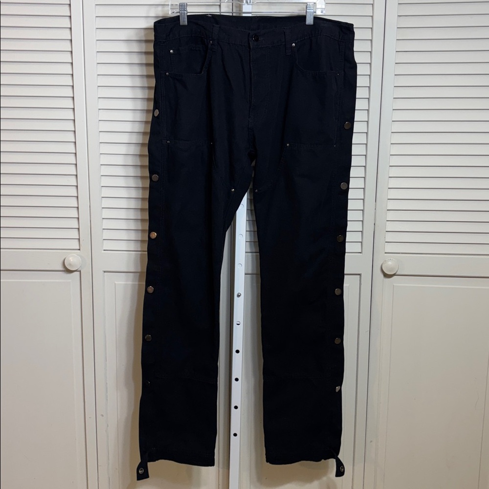 MNML Jeans Black Double Knee Streetwear Workwear Western Style Snap Size 36